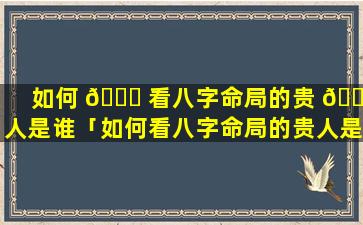 如何 🐕 看八字命局的贵 🌳 人是谁「如何看八字命局的贵人是谁呢」